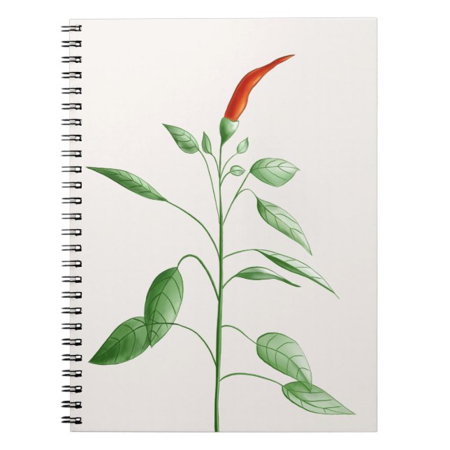 Botanisk illustration för varm Chilipepparväxt Anteckningsbok (Framsidan)