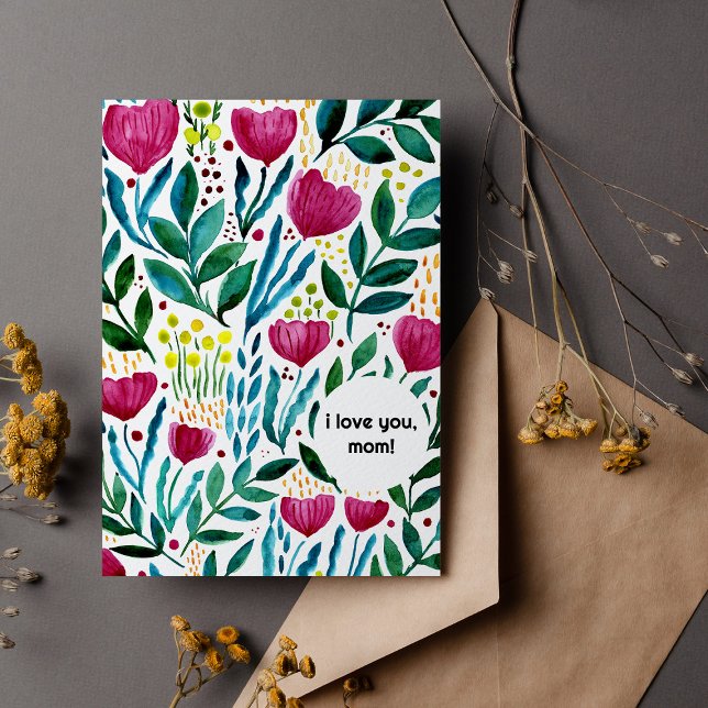 Botanisk illustration I kärlek du mamma Mors dag Julkort (Skapare uppladdad)