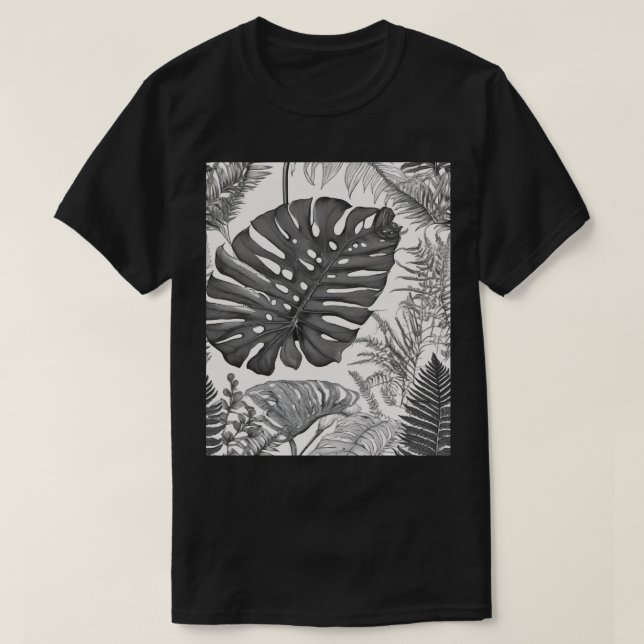 Botanisk illustration Monstera ormbunke Växtälskar T Shirt (Design framsida)