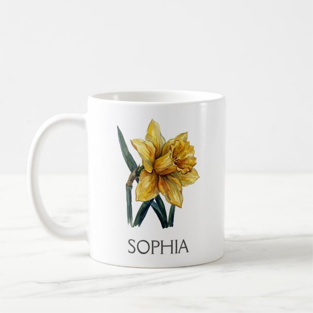 Botanisk illustrationsmug - Gul Narciss Kaffemugg (Vänster)