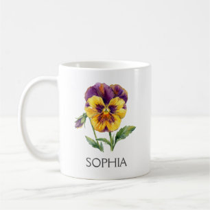 Botanisk illustrationsmug - Gul pensé Kaffemugg