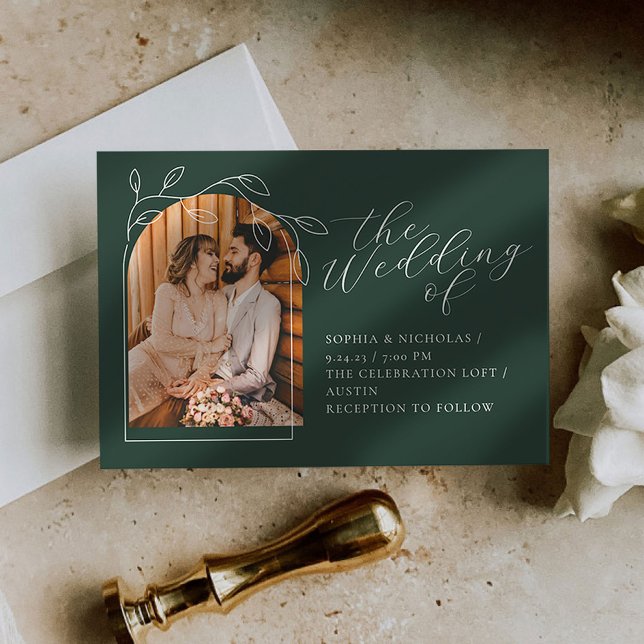 Botanisk inbjudan till minimal fotobröllop (Skapare uppladdad)