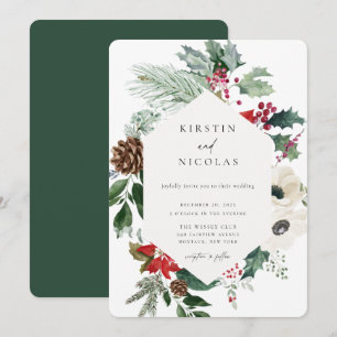 Botanisk julafton Chic Winter Wedding Inbjudningar
