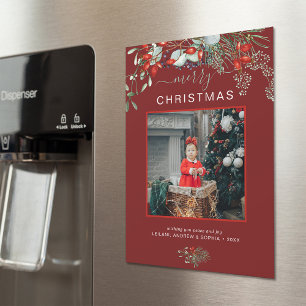 Botanisk julbild hälsningsmagnetkort
