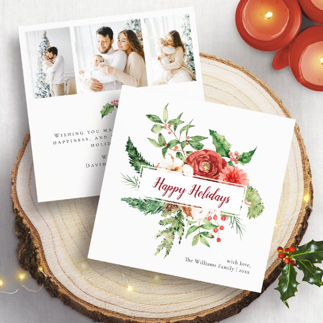 Botanisk Julkort med Foto (Botanical Photo Happy Holidays Card
)