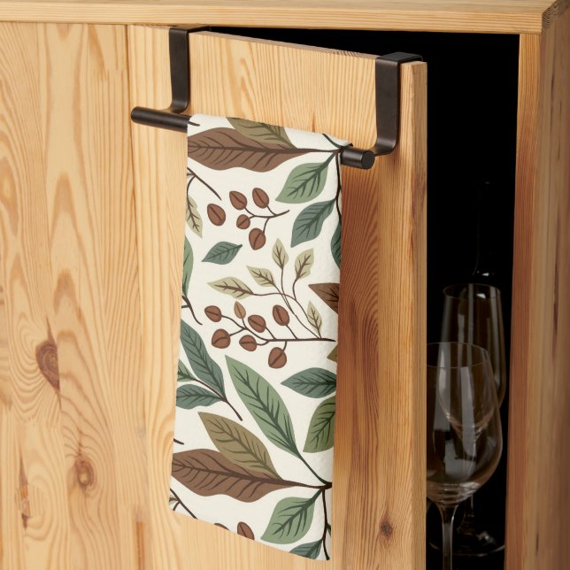 Botanisk kaffeväxt kökshandduk (Thirds Fold)