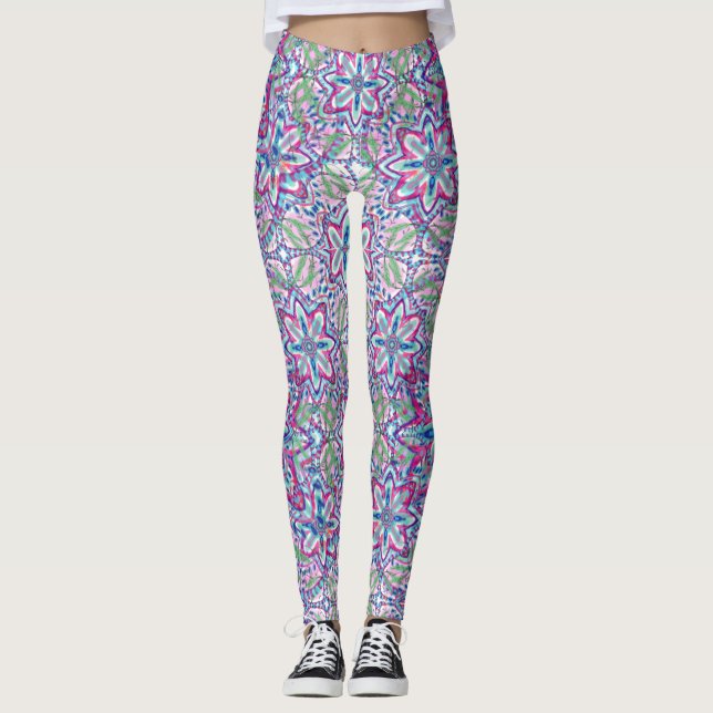 Botanisk Kaleido Blomning Leggings (Framsida)