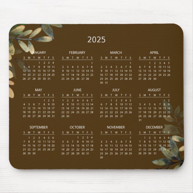 Botanisk kalender för 2025 med enkel Elegant | Mou Musmatta (Framsidan)