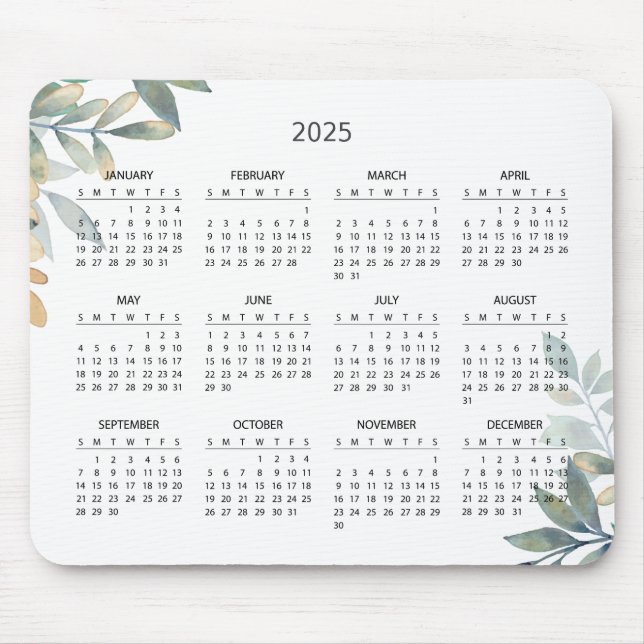 Botanisk kalender för 2025 med enkel Elegant | Mou Musmatta (Framsidan)