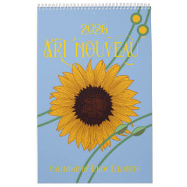 Botanisk kalender för Art nouveau Retro Blommigt