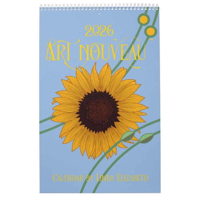 Botanisk kalender för Art nouveau Retro Blommigt (Omslag)