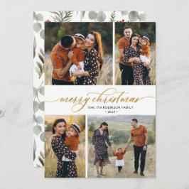 Botanisk kalligrafi 4 Multi Photo- jul Julkort