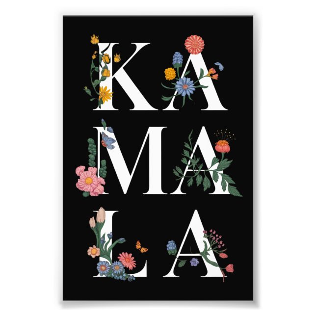 Botanisk Kamala Harris Röstning 2024 Blommig Välja Fototryck (Framsidan)