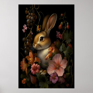 Botanisk kanin Mörk gotisk Cottagecore, Mörk Poster