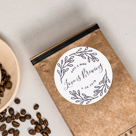 Botanisk Kärlek Bryggs Bröllopskaffegåva Runt Klistermärke
