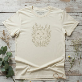 Botanisk kattblomdesign – Katt i floral linjekonst T Shirt