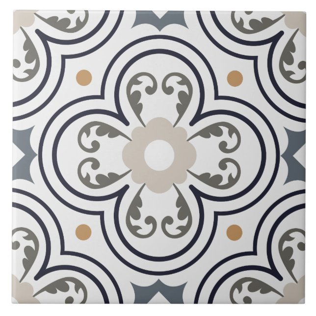 botanisk konst för Ornamental Mediterranean Kakelplatta (Framsidan)