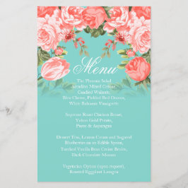 Botanisk korall och skalblomma Bröllop - Menu