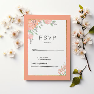 Botanisk korallmint guld vårblomma RSVP Inbjudningar