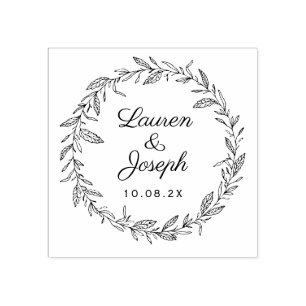 botanisk krans bröllop stämpel