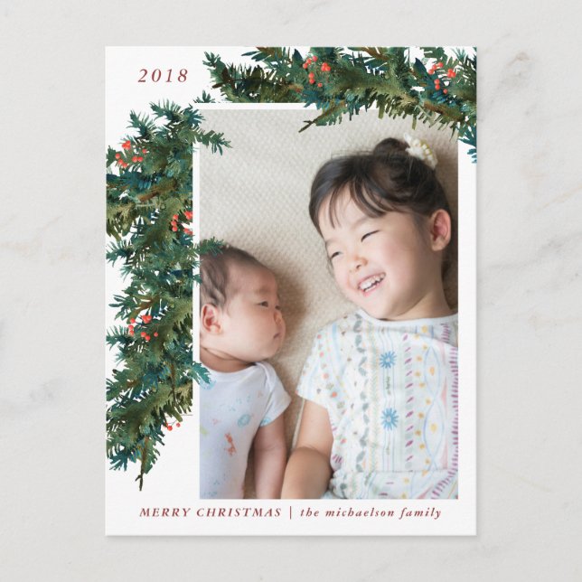 Botanisk krans med vinterbär Foto Helg Vykort (Framsida)