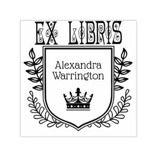 Botanisk Kröningsvapen #2 Ex Libris Boknamn Självfärgande Stämpel