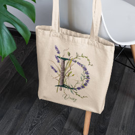 Botanisk lavendel 'B' monogram med eget namn Tygkasse