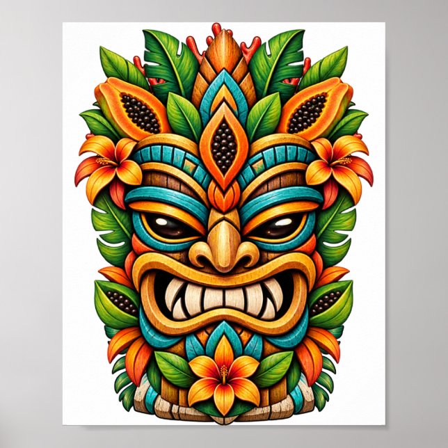 Botanisk Leende Tiki Affisch (Framsidan)