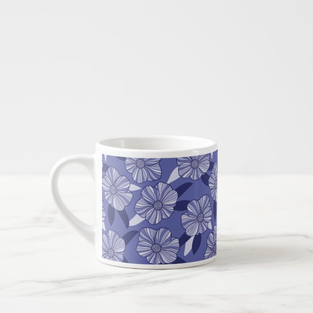 Botanisk lila blomlinjekonst espressomugg (Vänster)