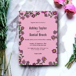 Botanisk Lila Magenta Ro Boho Blommigt Bröllop Inbjudningar