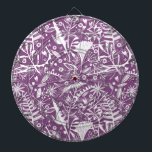 Botanisk Lila Modern Darttavla<br><div class="desc">Modern botanisk löv och blomma mönster i vitt på lila. Originalkonst av Nic Squirrell.</div>