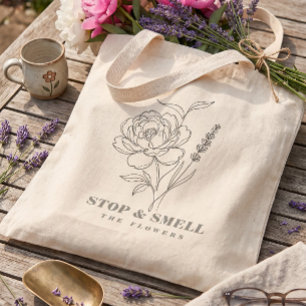 Botanisk linjekonst Totebag 2026   Zazzle Tygkasse