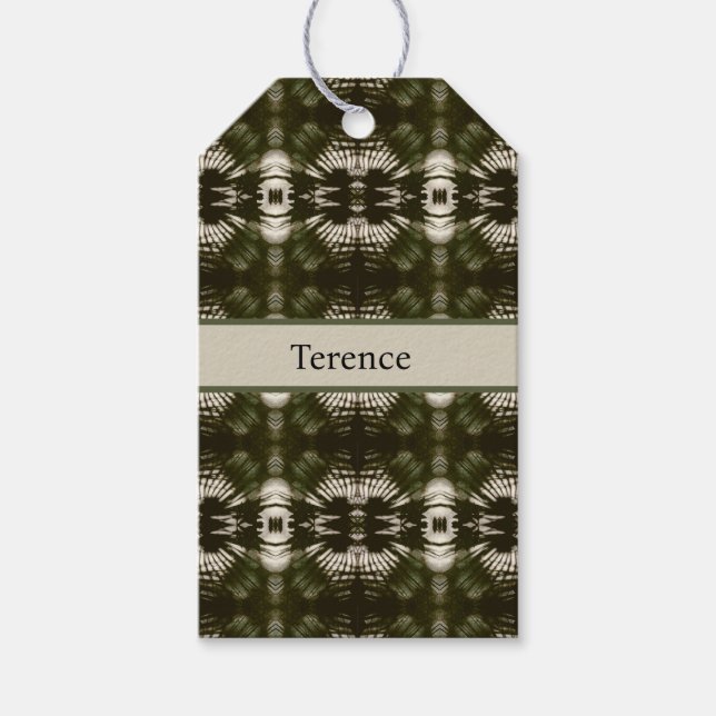 Botanisk Lyx | Personlig Palmblad Army Green Presentetikett (Framsidan)