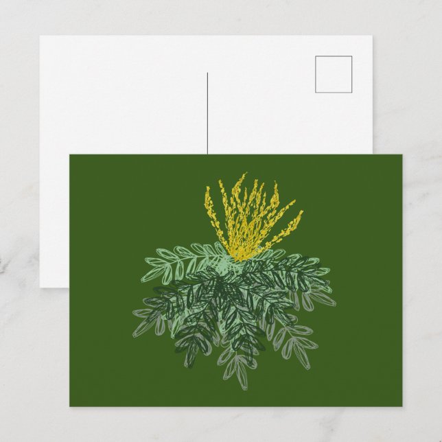 Botanisk Mahonia-buske Handritad  Grön Vykort (Fram/baksida)