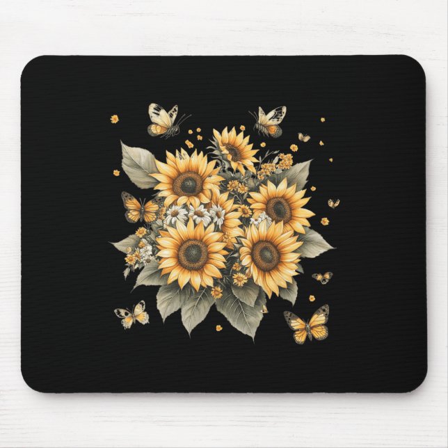 Botanisk målning av solros Bouquet Musmatta (Framsidan)