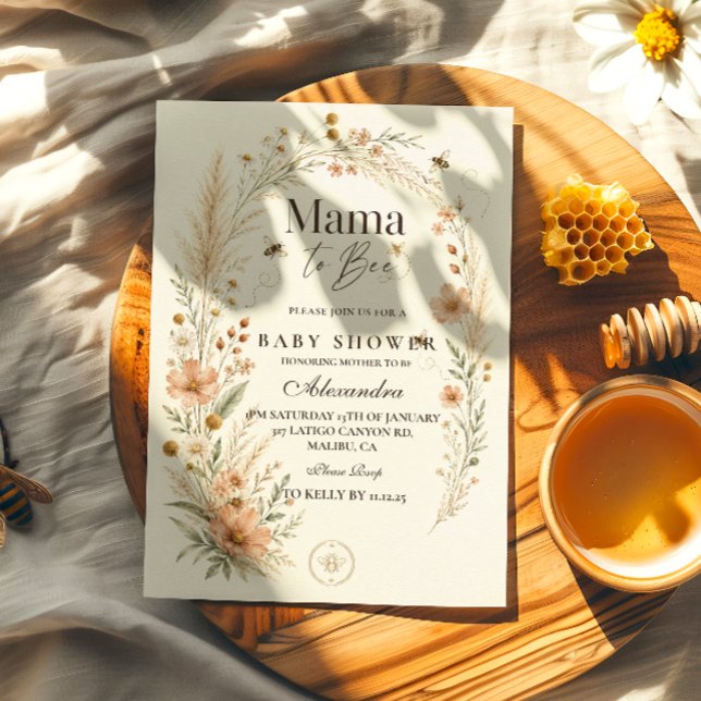 Botanisk Mama To Bee Baby Shower Inbjudningar (Skapare uppladdad)