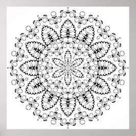 Botanisk Mandala i Burstdesign med kronbladskransd Poster