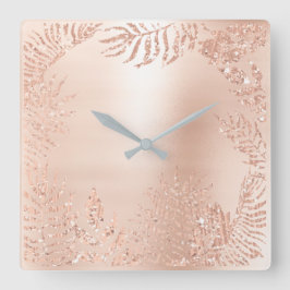 Botanisk metallisk metallisk Handflatan i rosa ros Fyrkantig Klocka