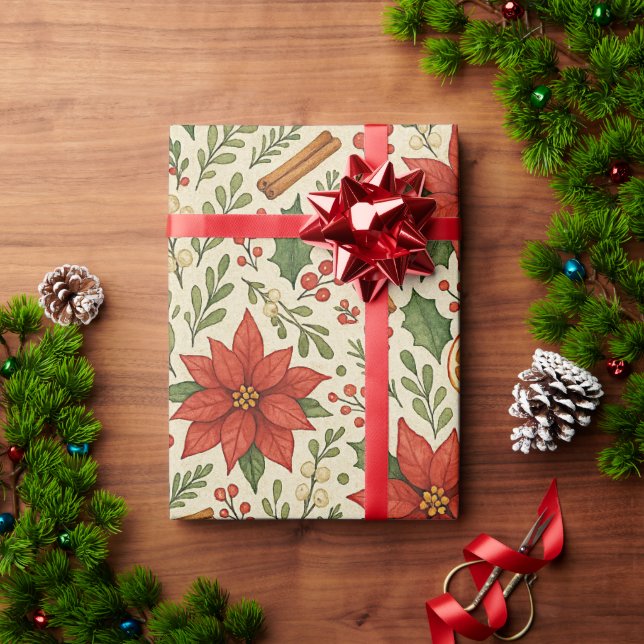 Botanisk Misteltoe Klassiskt Blommigt Konstnärligt Presentpapper (Julgåva)