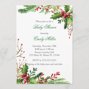 Botanisk Mistletoebaby showerinbjudan Inbjudningar