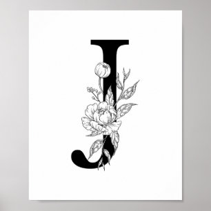 Botanisk monogram för J. Brev som är initialt me Poster