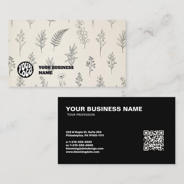 botanisk Namnkort med din logotyp (Fram/baksida)
