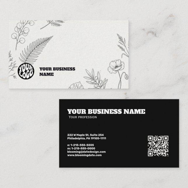 botanisk Namnkort med din logotyp (Fram/baksida)
