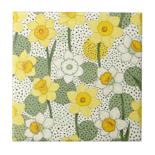 Botanisk Narciss Floral Geometrisk Mönster (3) Kakelplatta