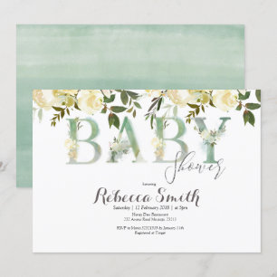 Botanisk nyckfull baby showerinbjudan inbjudningar