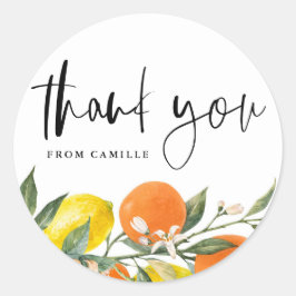 Botanisk Orange och Citron-avgång Tack Runt Klistermärke