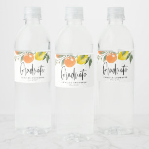 Botanisk Orange och Citron Examen Vattenflaskor Etikett
