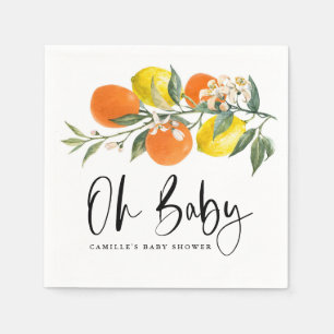 Botanisk Orange och Citron Sommar Bebis Shower Pappersservett