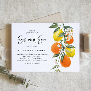 Botanisk Orange och Lemon Garland Sip och Se Inbjudningar