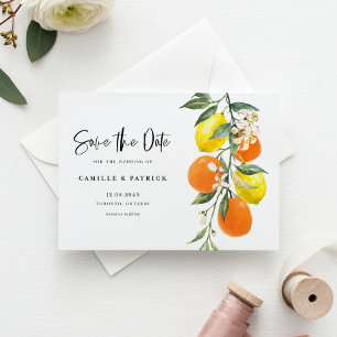 Botanisk Orange och Lemon Garland Spara datum Meddelande Vykort